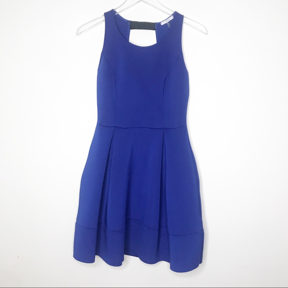 Soprano Blue Pleated Fit & Flare Dress Size M